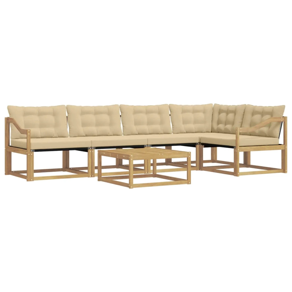 Set di divani da esterno 6 pcs Bianco e Beige 79 x 79 x 37 cm