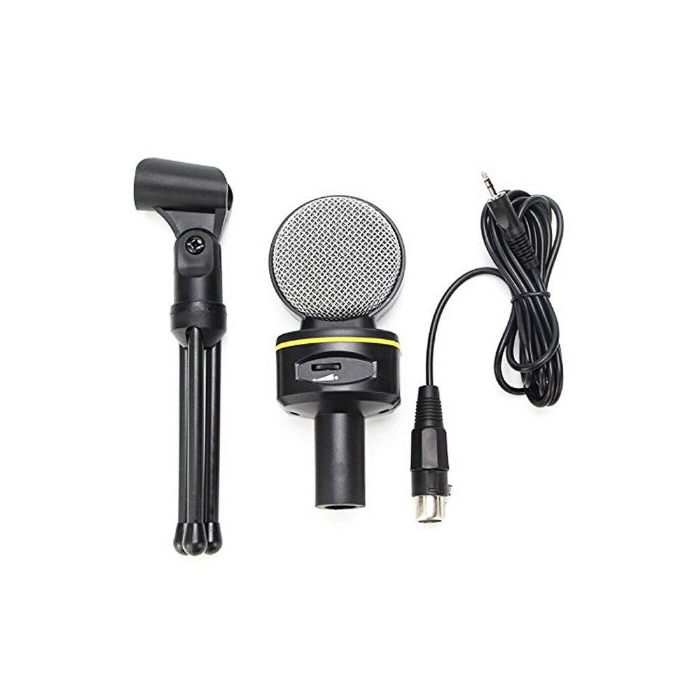 Trade Shop - Microfono A Condensatore Da Tavolo Audio Qy-930 Con Supporto Treppiede Pc Laptop -