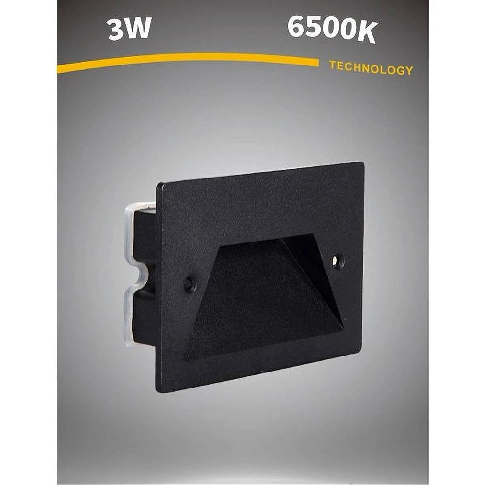 Trade Shop - Segnapasso A Led 3 W Faretto Applique Luce Fredda Calda Naturale Ip65 Es49 Nero -