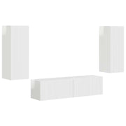 Set mobile TV 2 pz | Armadietto TV | Mobile Porta TV Bianco Lucido Legno multistrato