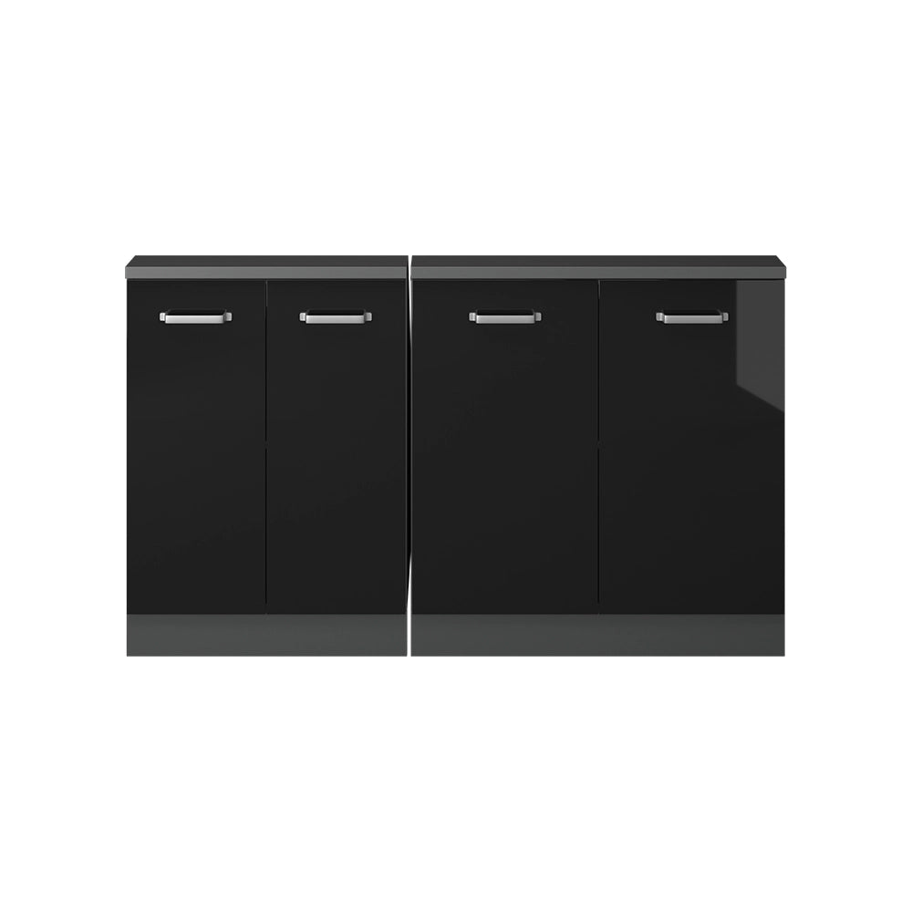 Mobile cucina sottotetto R-Line Nero lucido/Antracite 140 cm Set di 2 Vicco