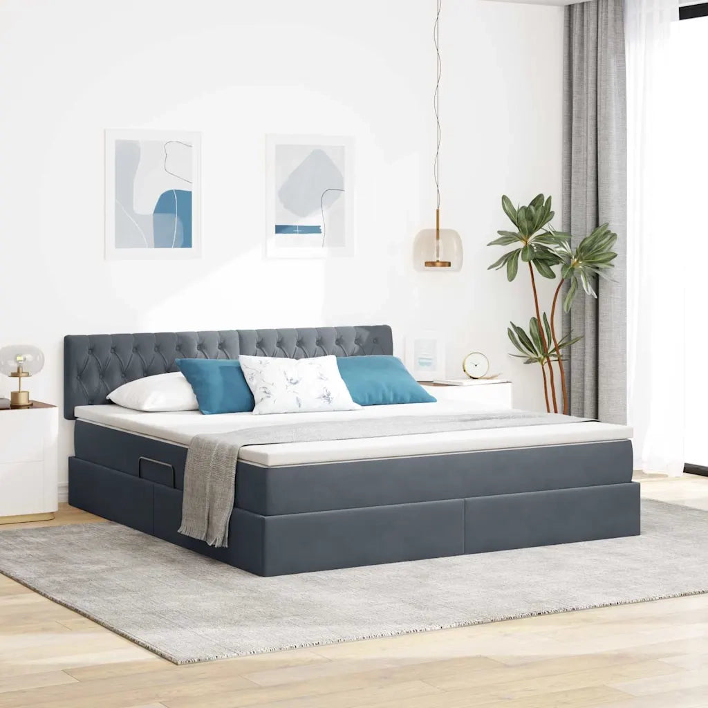 Letto con Contenitore Grigio scuro 160 x 200 cm Velluto 3370828