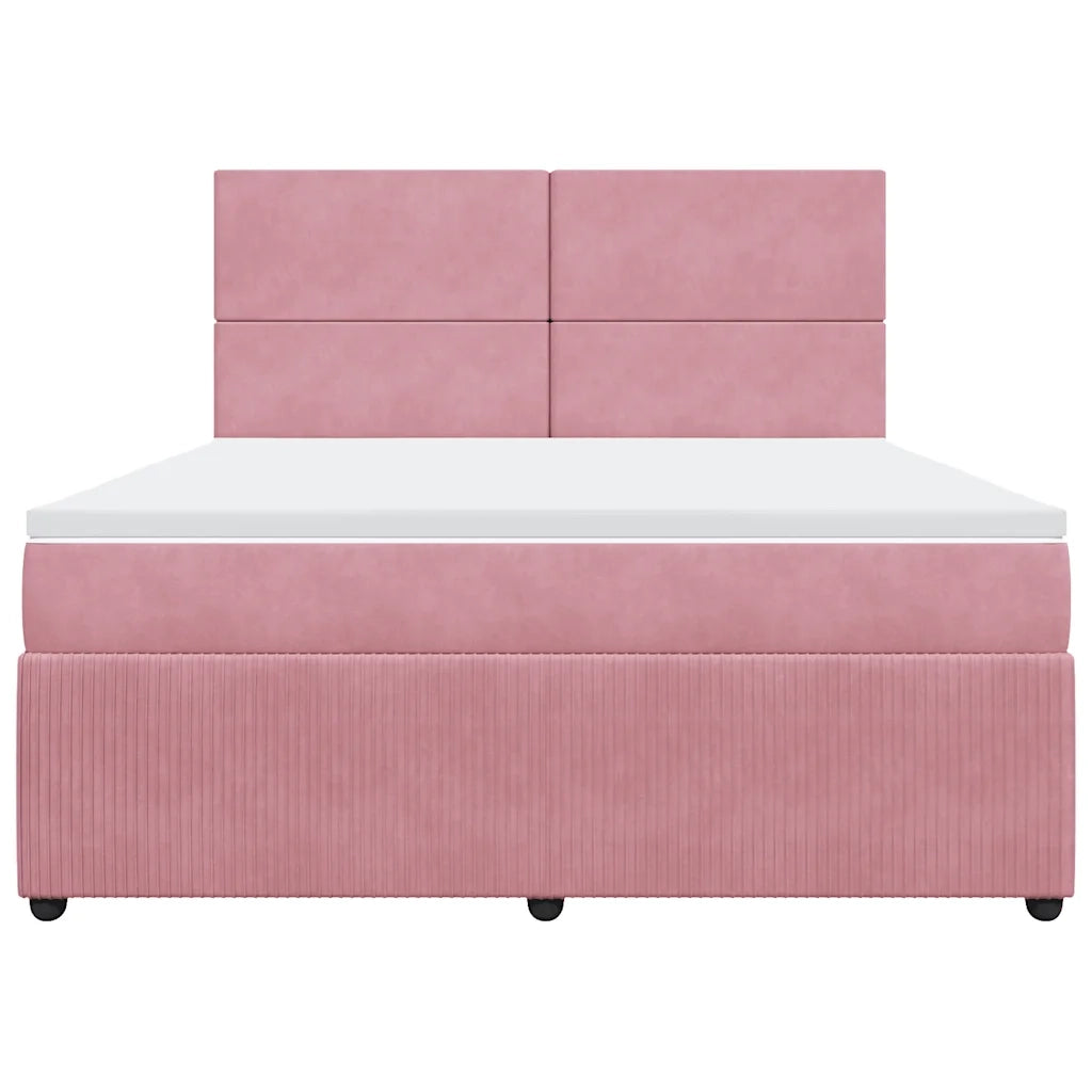 Giroletto a Molle con Materasso Rosa 180x200 cm in Velluto
