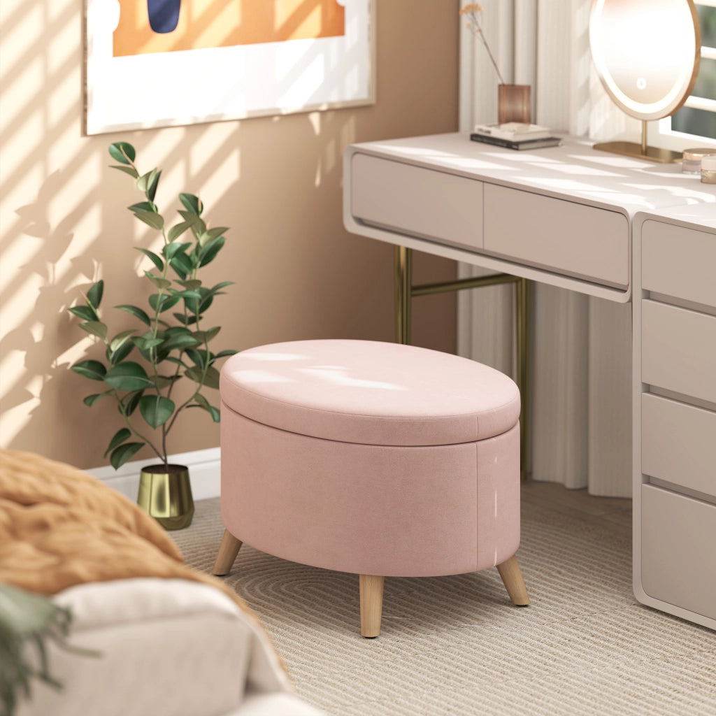 Poltrona Puff con Cassetto ¨C zephmum ¨C Velluto Rosa 71x51.5x42 cm