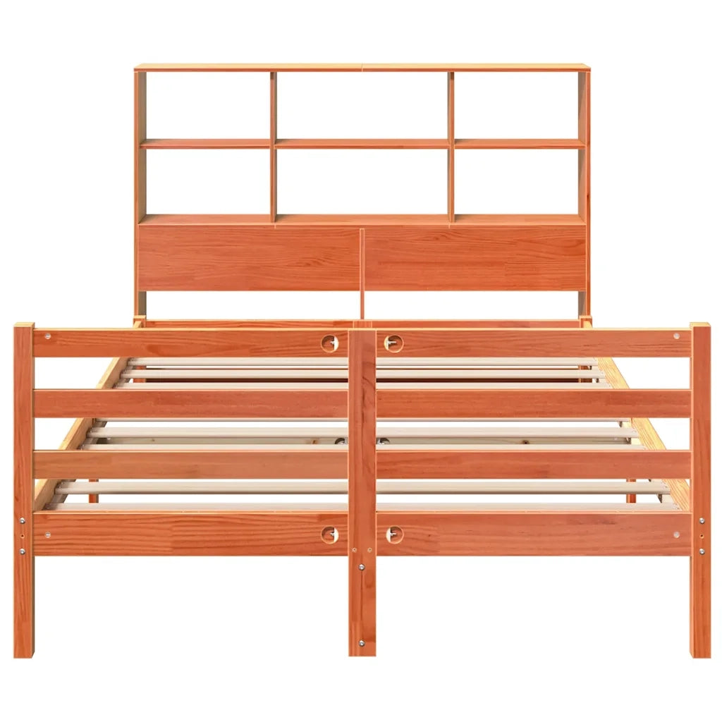 Letto Libreria senza Materasso Marrone Cera 140x190 cm Legno 3321913