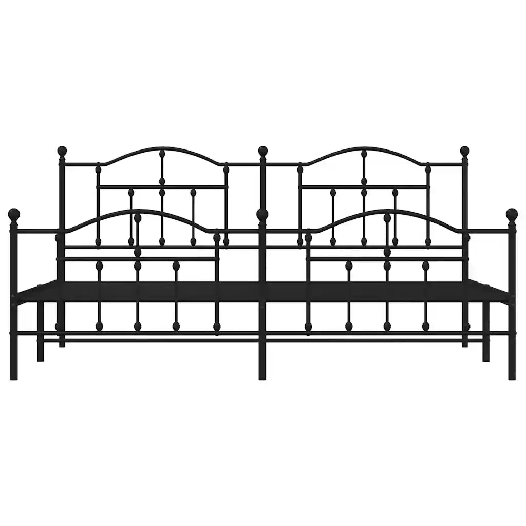 Giroletto con Testiera e Pediera Metallo Nero 200x200 cm 353464