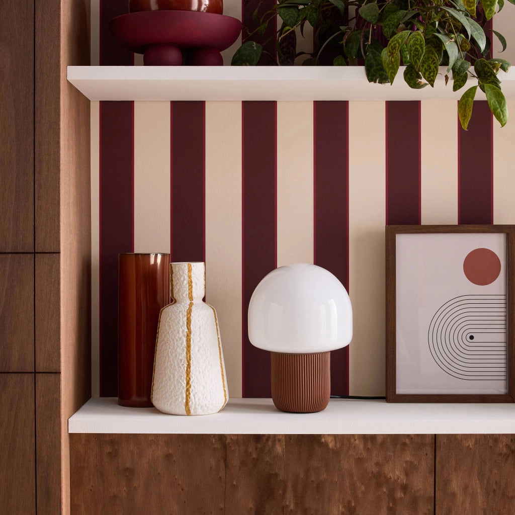 Lampada da tavolo da interno in resina e pvc, ø18cm, marrone