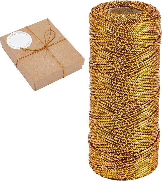 Corda decorativa per Natale e attività manuali - 109 Yard corda metallic giallo con filo da baker per decorazioni.