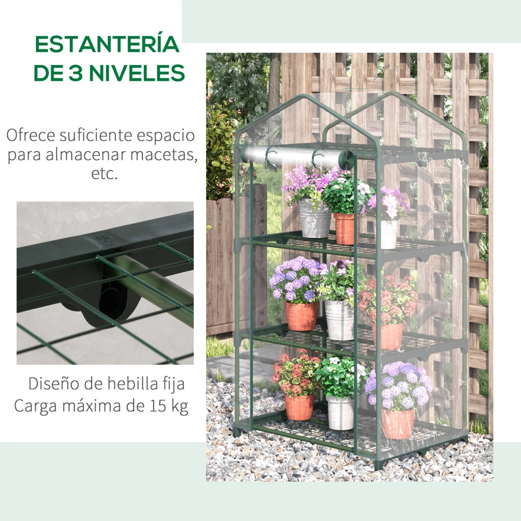 Serra da giardino 3 livelli con 3 ripiani ¨C zephmum ¨C 69x49x125 cm trasparente