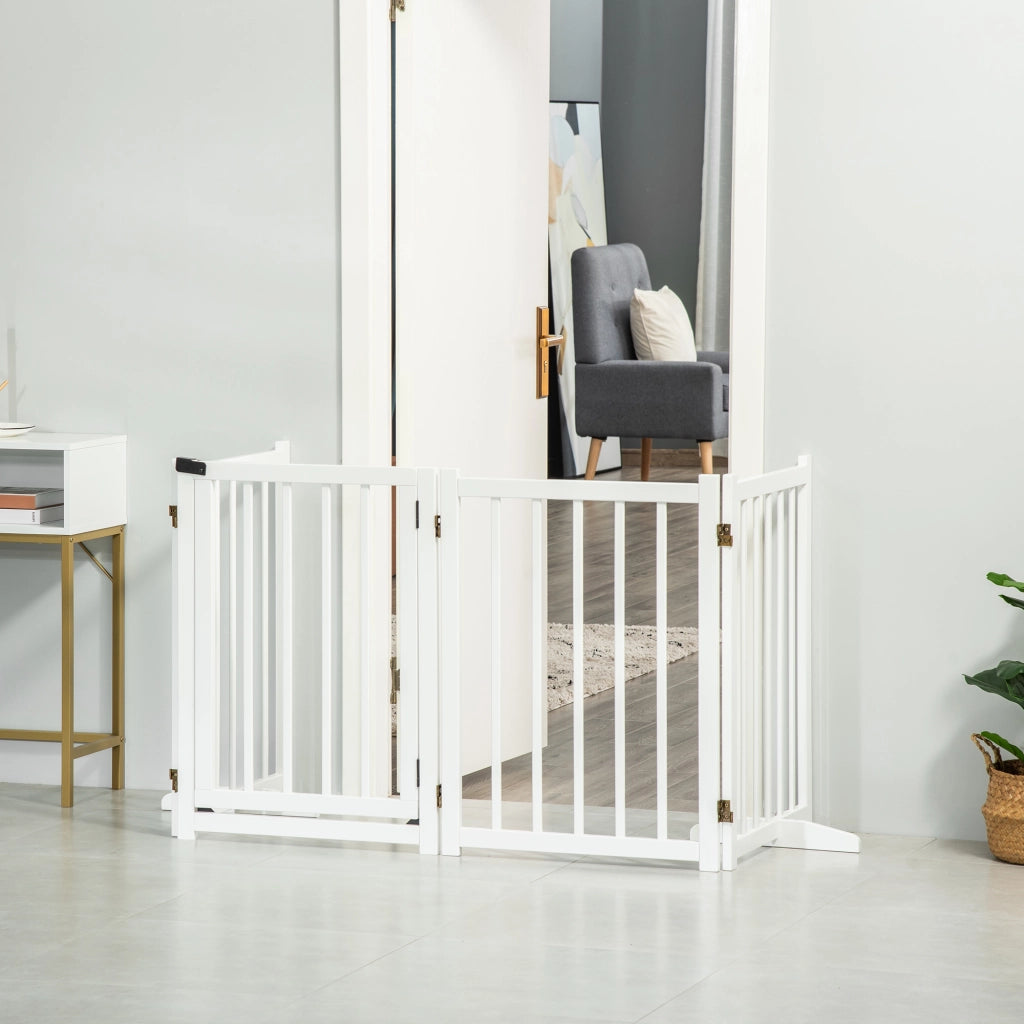 Cancelletto Pieghevole per Cani ¨C Xylo ¨C Legno Bianco 237.5x36x80cm