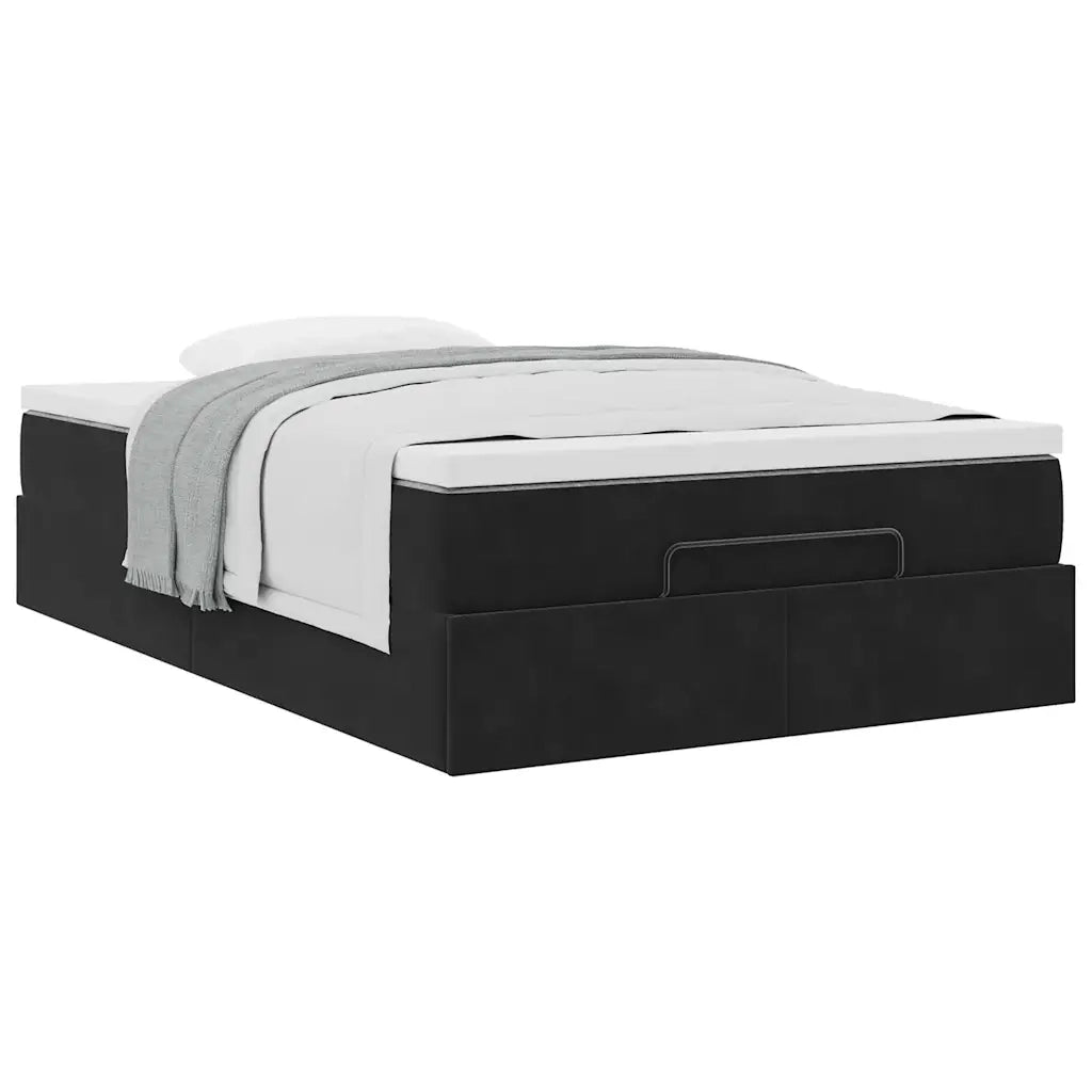 Pouf Letto con Materasso Nero 120x190 cm Velluto