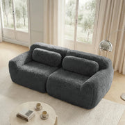 OKWISH Divano Modulare 2 Posti, Design Senza Struttura Componibile Liberamente, con Cuscini e Base Antiscivolo, Peluche, Grigio