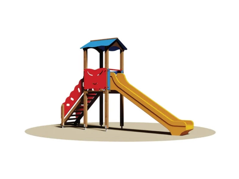 Giochipark torretta Virginia 802 scivolo poly o vetroresina H134cm scala e tetto - Polietilene colorato