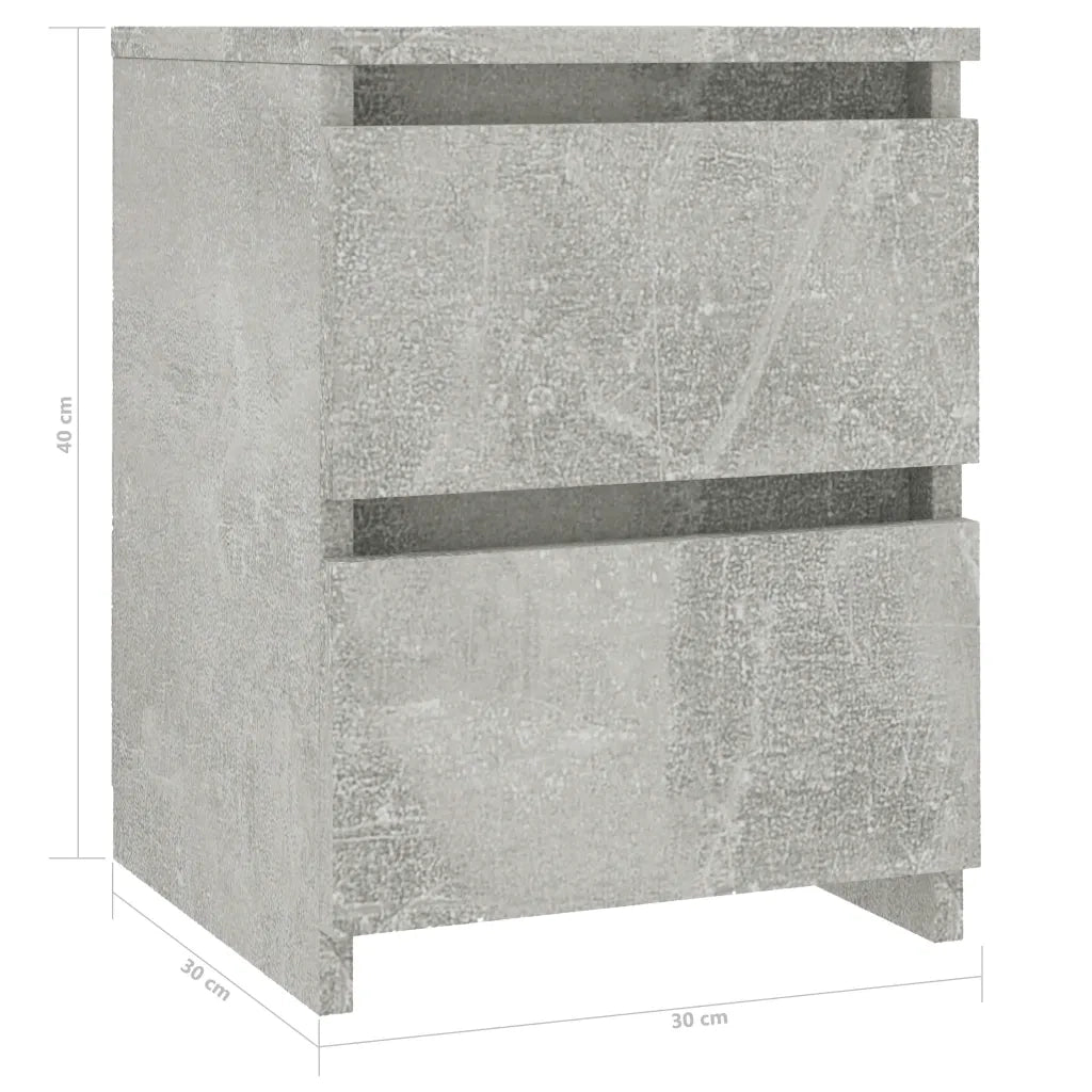 Comodini 2 pz-Set di 2 Tavolino da notte Grigio Cemento 30x30x40 cm in Legno Multistrato