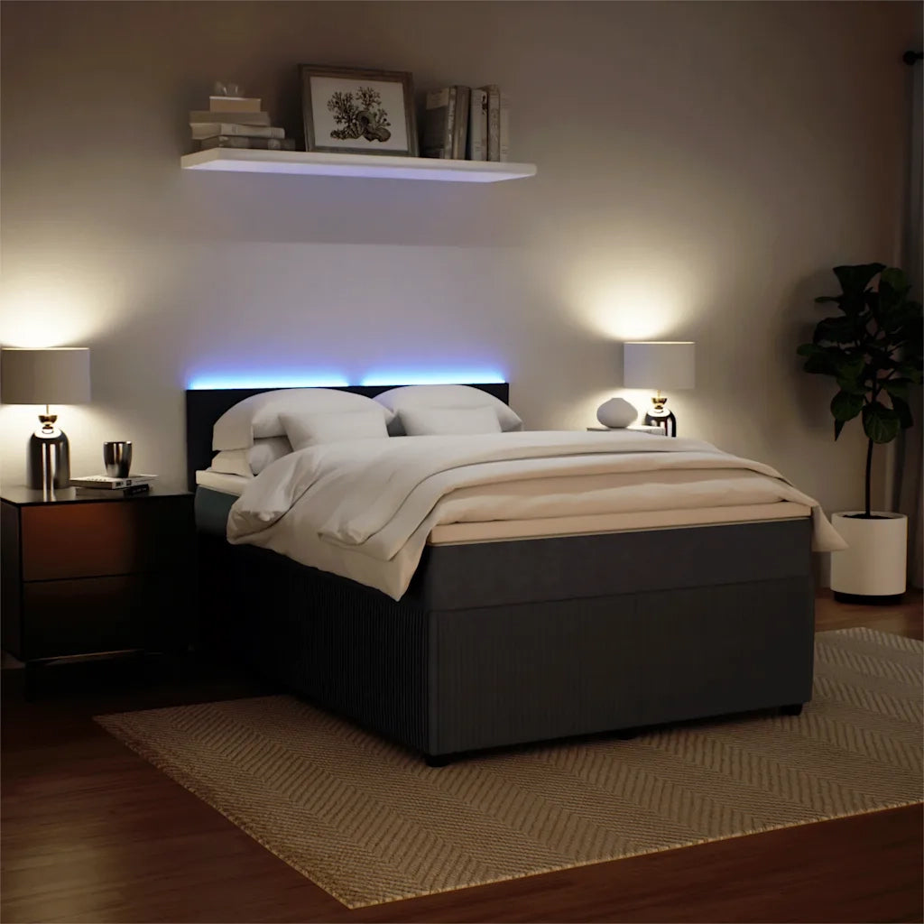 Giroletto a Molle con Materasso Grigio Scuro 160x200 cm Velluto