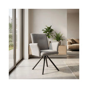Set 2 Sedia girevole con braccioli Mosaic in tessuto grigio e gambe in metallo nero