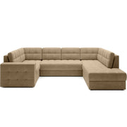 Divano angolare convertibile MONTEZA marrone chiaro 299 cm con contenitore e letto