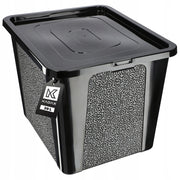 Contenitore in plastica KADAX da 30 litri con coperchio, nero, con chiusura a chiave, grande scatola organizer.