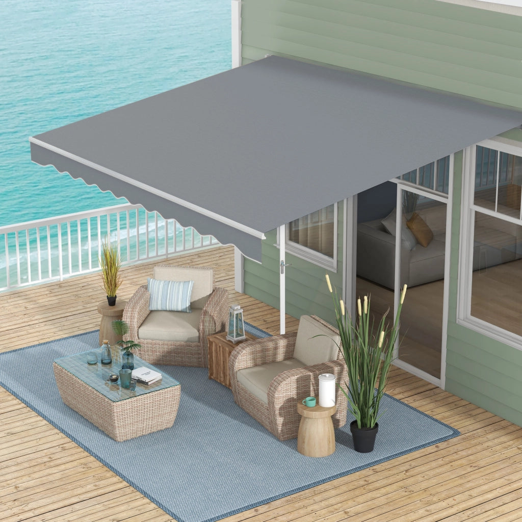 Tenda da sole manuale retrattile per balcone ¨C zephmum ¨C grigio, alluminio, 400x250 cm