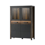 Buffet alto collezione WINDSOR. Colori grigio antracite e rovere scuro.