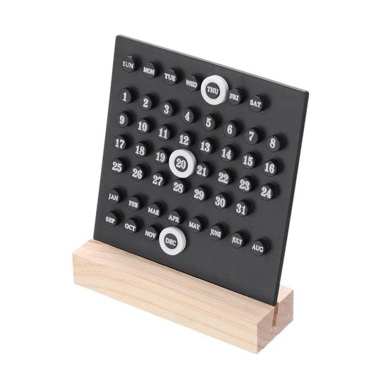 Calendario in legno, calendario da ufficio standard in acrilico con visualizzazione di mese, giorno della settimana e data, adatto per uffici, negozi, studi e come decorazione domestica, nero.