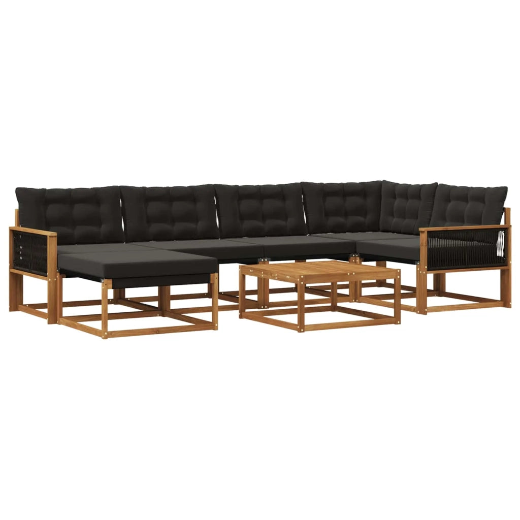 Set di divani da esterno con cuscino 7 pcs Naturale e Nero 3381552