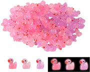 Miniature Figure di Anatra 120pz - Anatre Illuminabili in Resina - Decorazione per Casa dei Bambini/Aquario - Giardino Minimo - Rosa/Lilla - 1,5 x 1,5 x 1 cm - Figure Decorative
