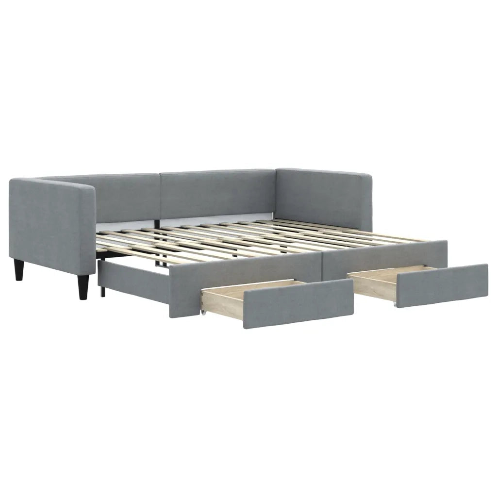 Divano letto | Sof¨¤ letto | Letto singolo Estraibile Cassetti Grigio Chiaro 90x200cm Tessuto