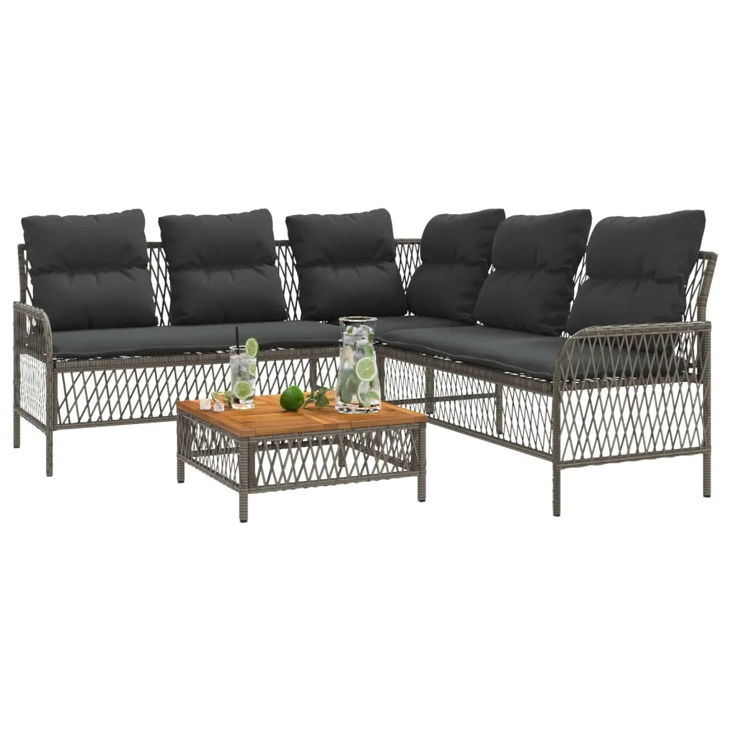 Set Divano da Giardino 2 pz con Cuscini Grigio in Polyrattan 368734
