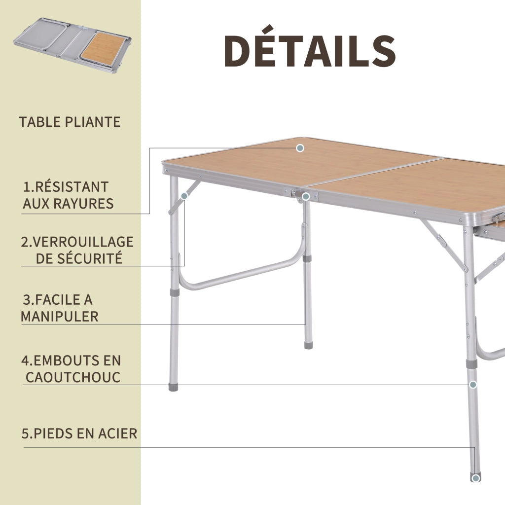 Tavolo pieghevole allungabile da giardino ¨C zephmum ¨C alluminio MDF effetto bamb¨´