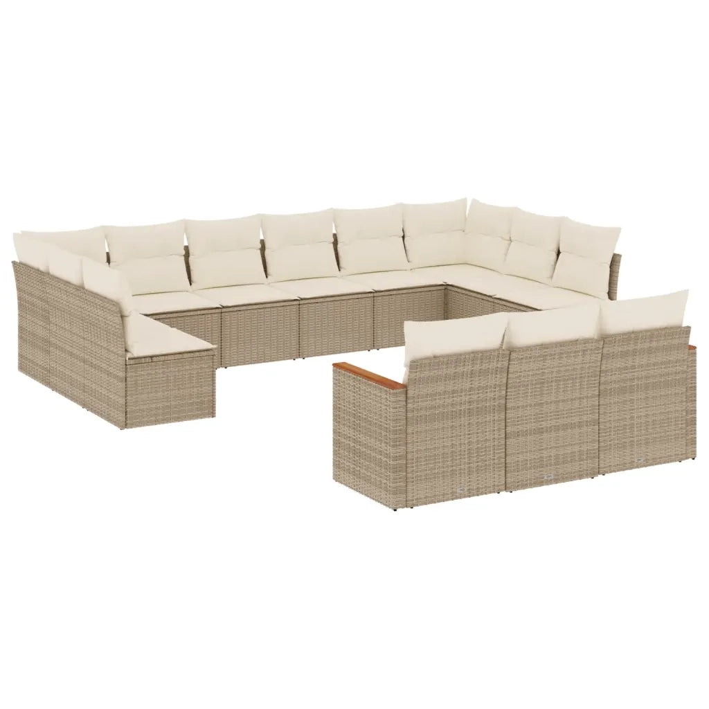 Set Divano da Giardino 13 pz con Cuscini Beige in Polyrattan 3258859