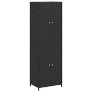 Armadietto Portaoggetti da Giardino-Armadio per esterni Nero 59x40x180cm Polyrattan