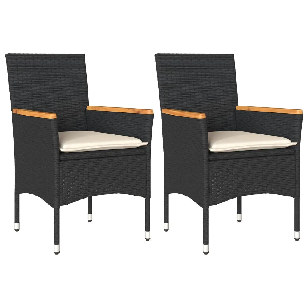 Sedie da Giardino con Cuscini 2 pz | Sedie da Esterno Nere in Polyrattan
