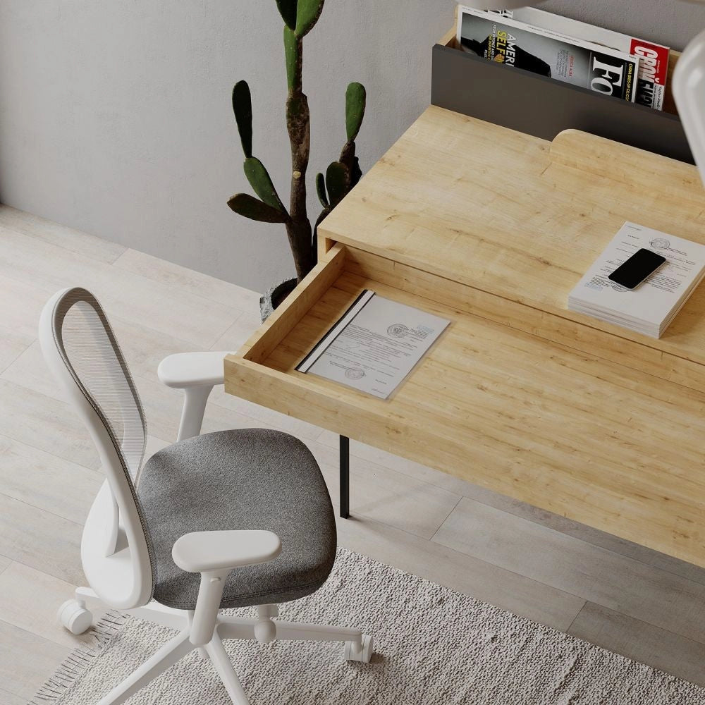 Scrivania con Cassetto 101x60x110 cm in MDF Leila Rovere Antracite