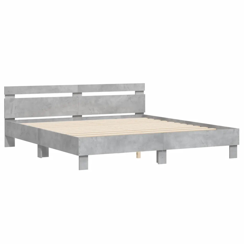 Giroletto con Testiera e LED-Struttura Letto con testiera Grigio Cemento 180x200 cm 807605