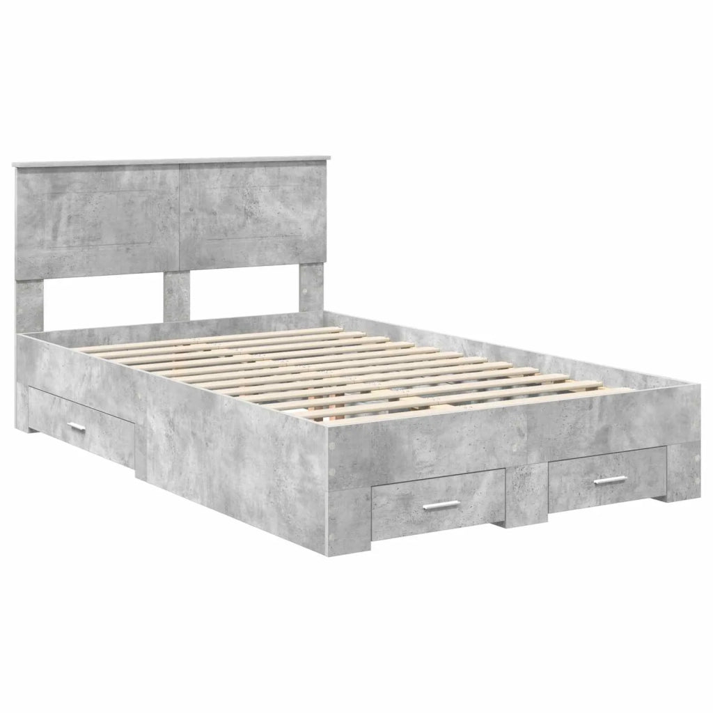 Struttura del letto con testiera Grigio cemento 135 x 190 cm