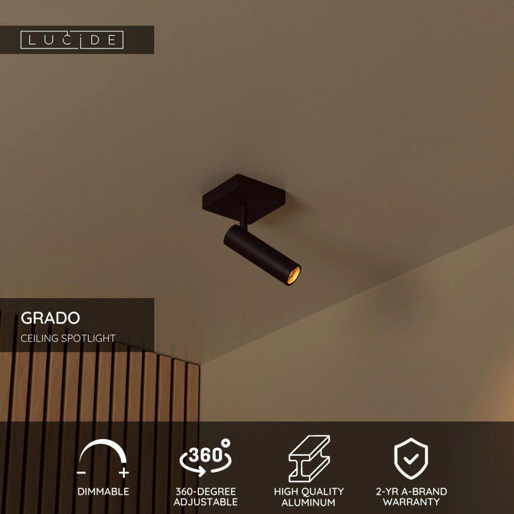 Faretto da soffitto GRADO 1xMR11 nero quadrato Lucide