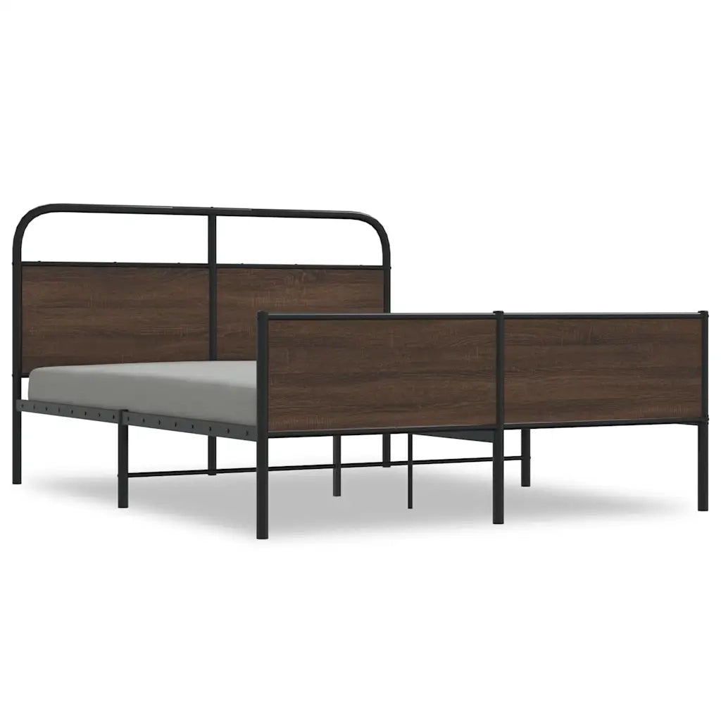Giroletto senza Materasso in Metallo-Struttura Letto Rovere Marrone 160x200 cm 463299