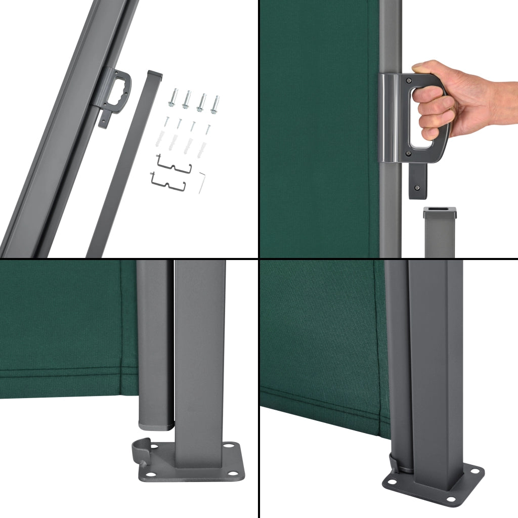 Paravento Estraibile Mulhacén Schermo Solare Verticale Barriera Privacy 180x300 cm Verde Scuro pro.tec