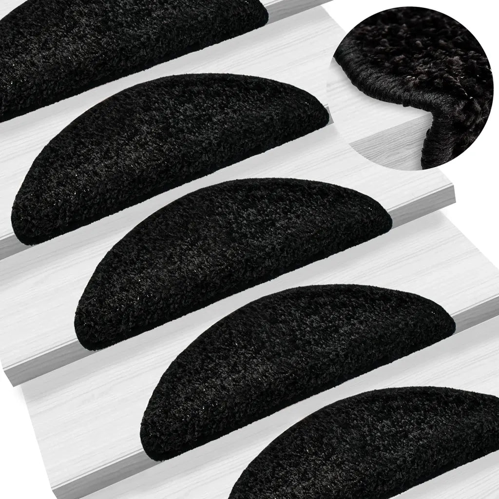 Tappetini per scale 10 pz 56x17x3 cm Nero Semicircolari 149785