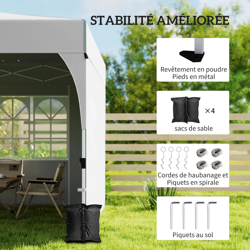 Gazebo da giardino 3x3m pieghevole ¨C zephmum ¨C crema, protezione UV50+, 3 pareti laterali