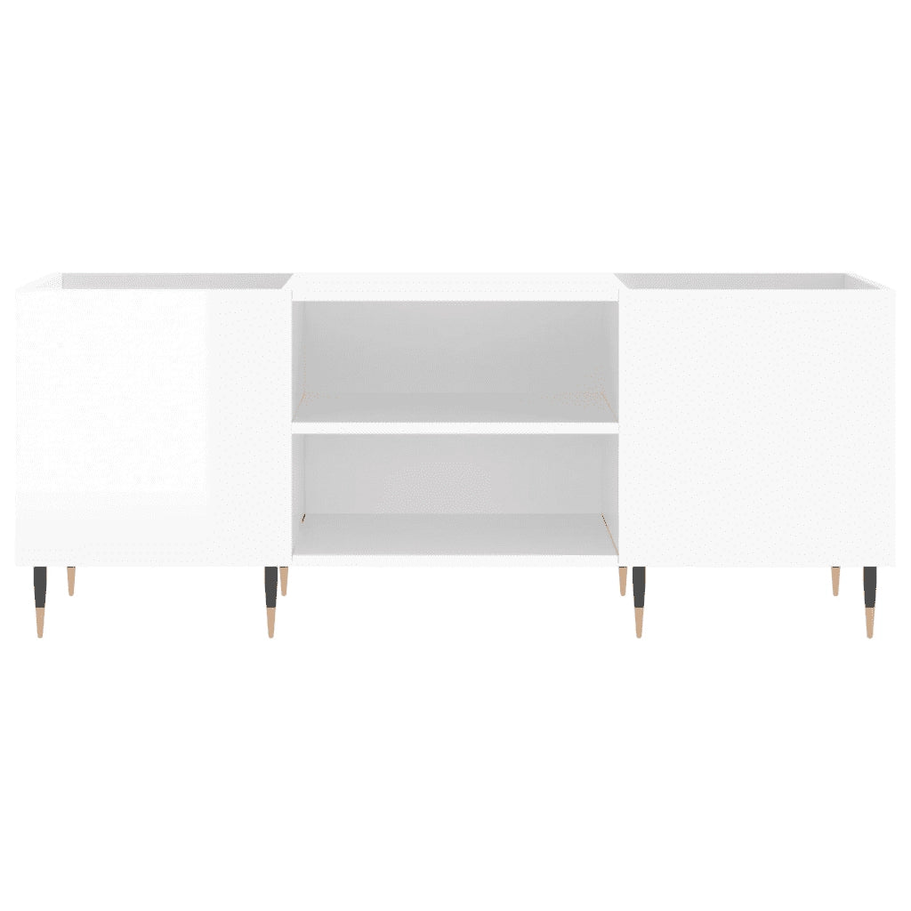 Mobile Porta Dischi Bianco Lucido 121x38x48cm Legno Multistrato