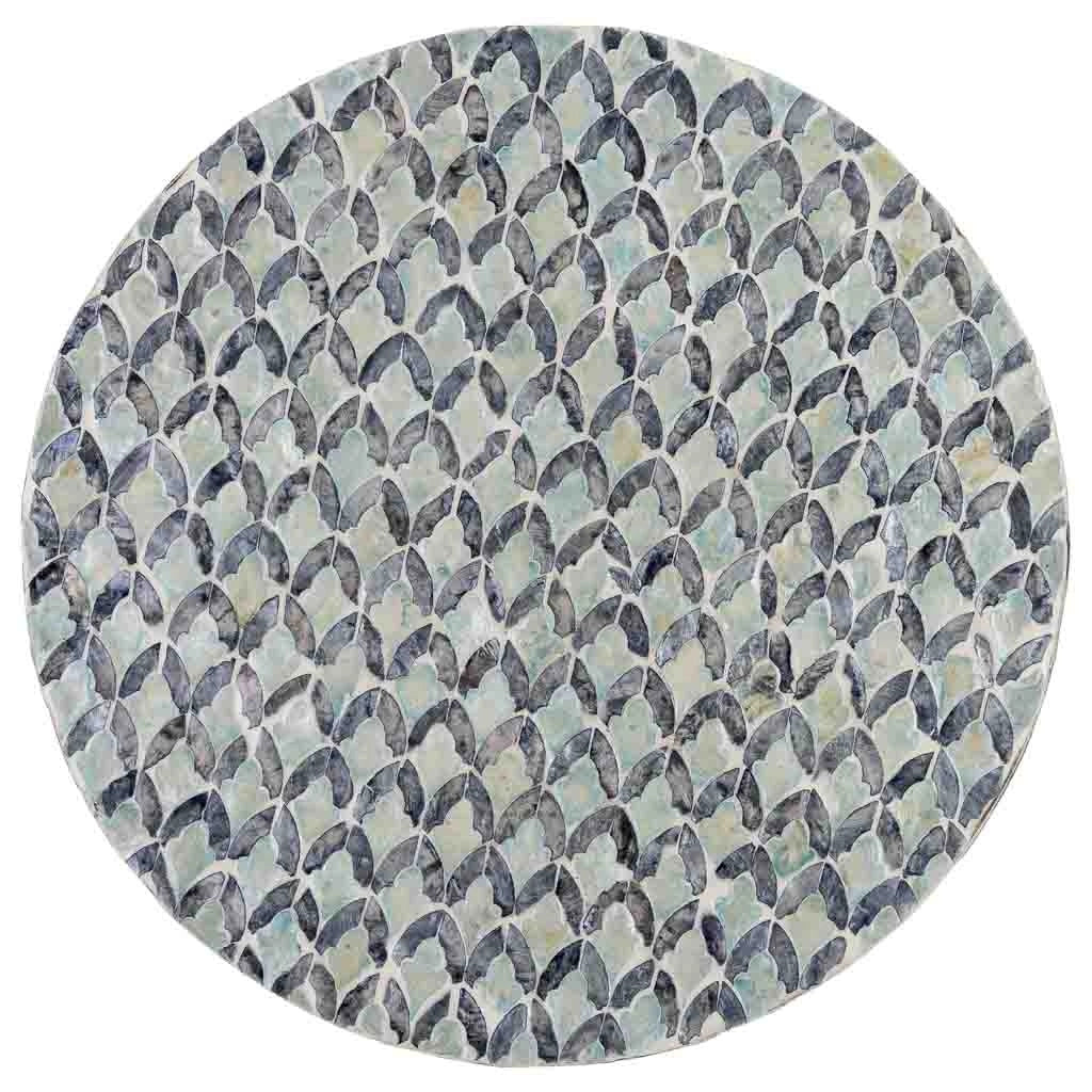 Tavolino ausiliario in legno e madreperla grigia D36x40h cm
