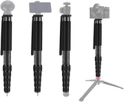 Monopodo telescopico da 63 pollici con tasca portatile e piede in gomma - per SLR, camera, microfono - fibra di carbonio.