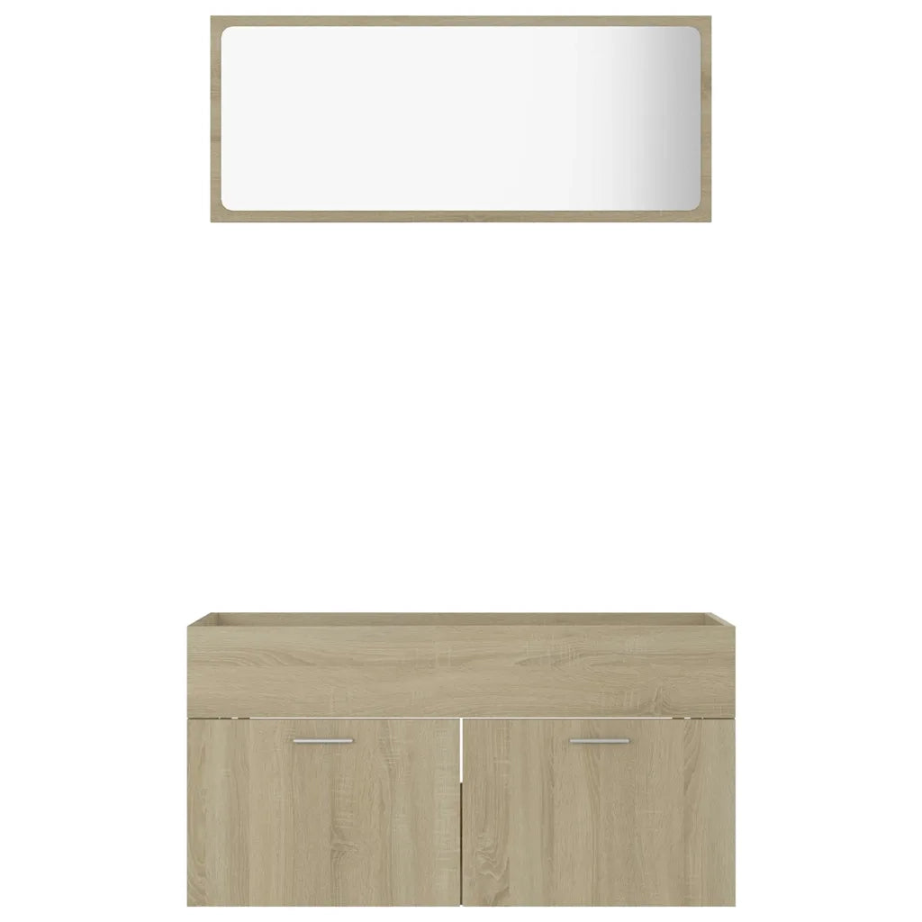 Set Mobili da Bagno 2 pz Rovere Sonoma in Truciolato cod mxl 23458