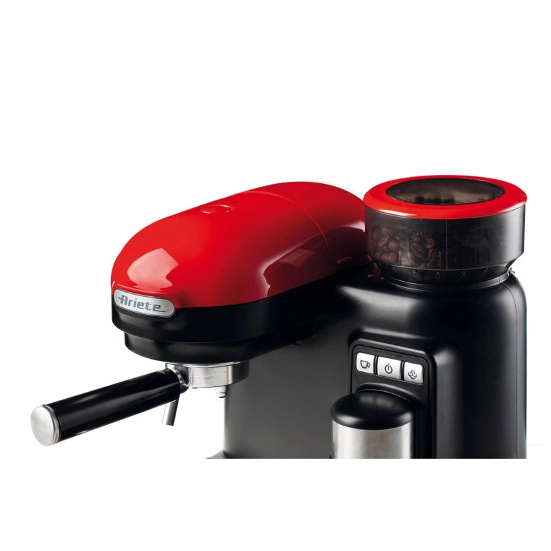Macchina da Caffè con Macinacaffè - Montalatte - 15 Bar - 1080 Watt - Rosso