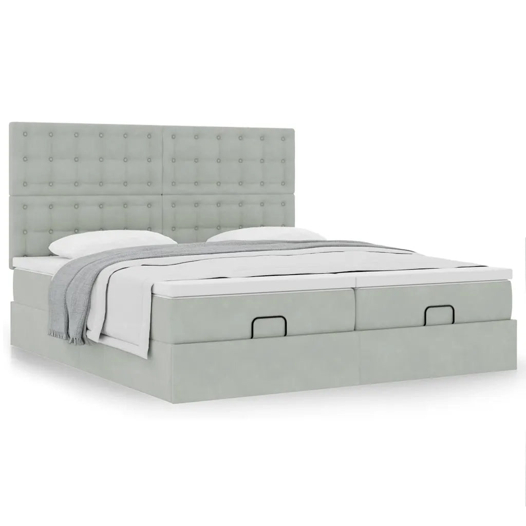 Struttura Letto Pouf con Materassi 160x200 cm in Velluto 3313802