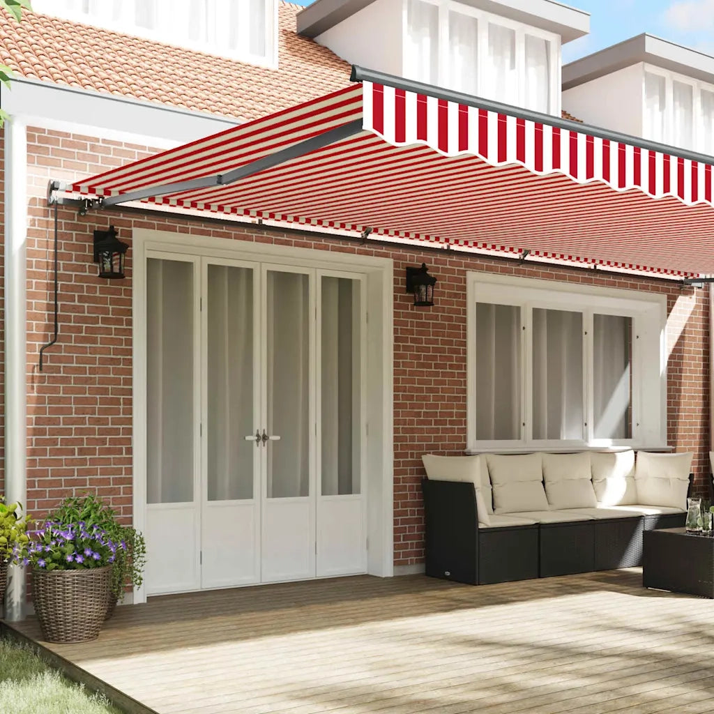 vidaXL Tenda Retrattile Rosso e bianco 600 × 350 cm Tessuto