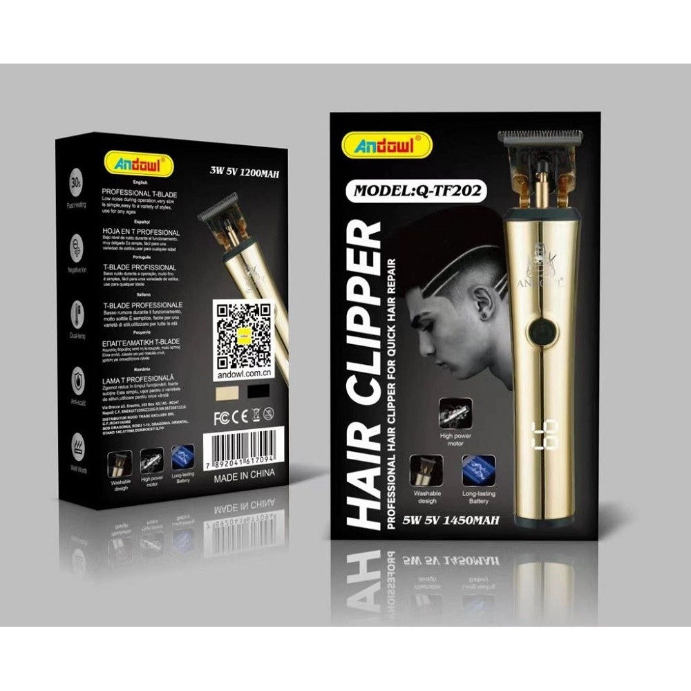 Trade Shop - Tagliacapelli Elettrico Da Uomo Batteria Ricaricabile Con Display A Led Q-tf202 -