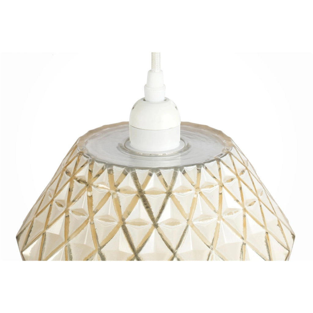 Lampada a sospensione Lumi in vetro bianco e oro